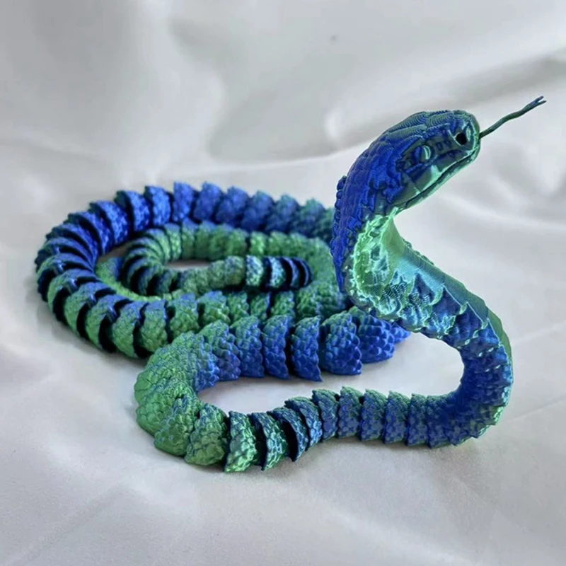 3D Printed Cobra,3D Printed Articulated Cobra, Posable Flexible Cobra Toys Easy To Use 4