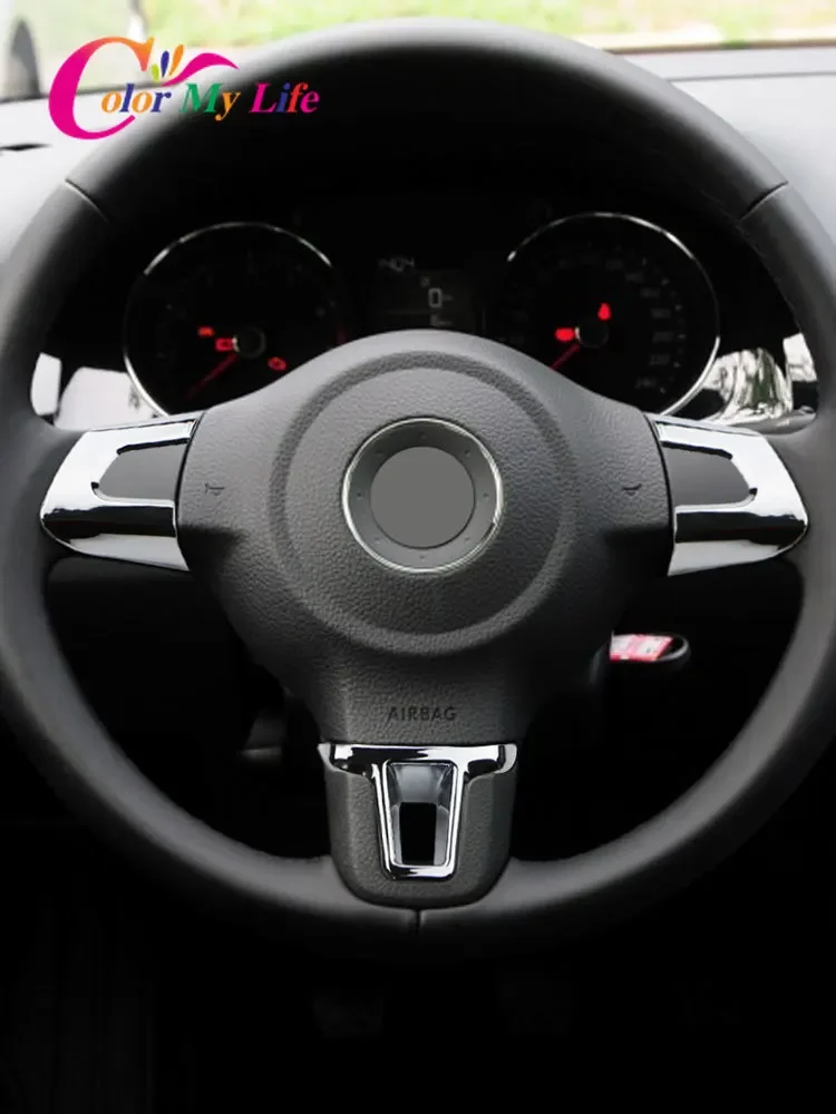 ABS Chrome Car Steering Wheel Decoration Cover Trim Sticker Fit Volkswagen VW GOLF POLO JETTA MK5 MK6 Bora car moulding decoration,car styling stickers