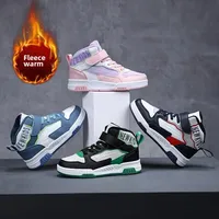 Winter Fleece Lined High Top Skate Shoes for Kids Boys And Girls Warm Cotton Shoes Children's Sports Footwear