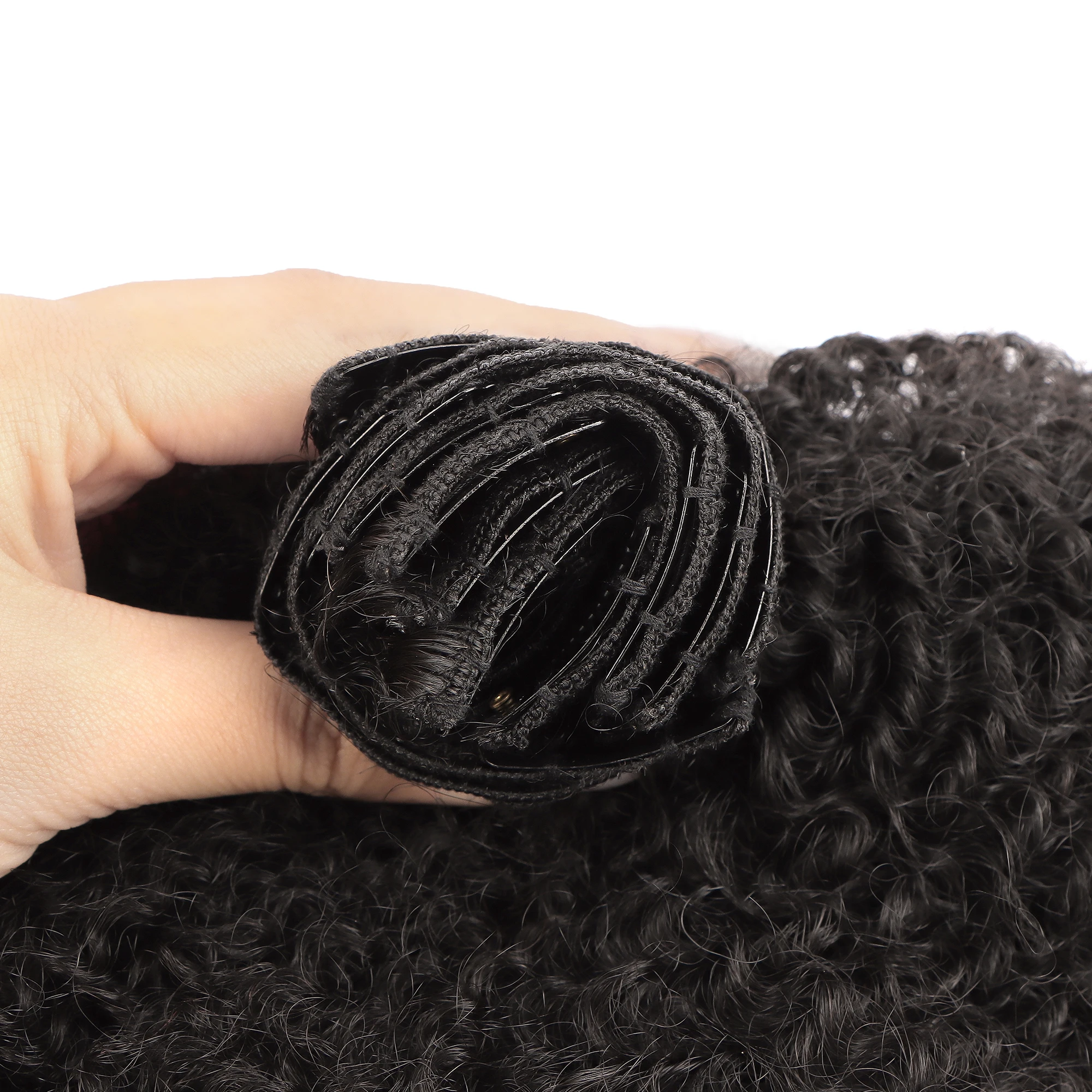 AHVAST kinky curly 4c 100g clip in weft hair extension natural color human hair virgin weft extensions