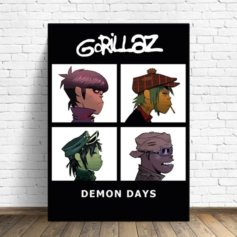 Virtual Anime Rock Band Gorillaz Poster Modern Music Album Cover Canvas Painting Wall Art for Club Living Room Home Decor Mural view 3