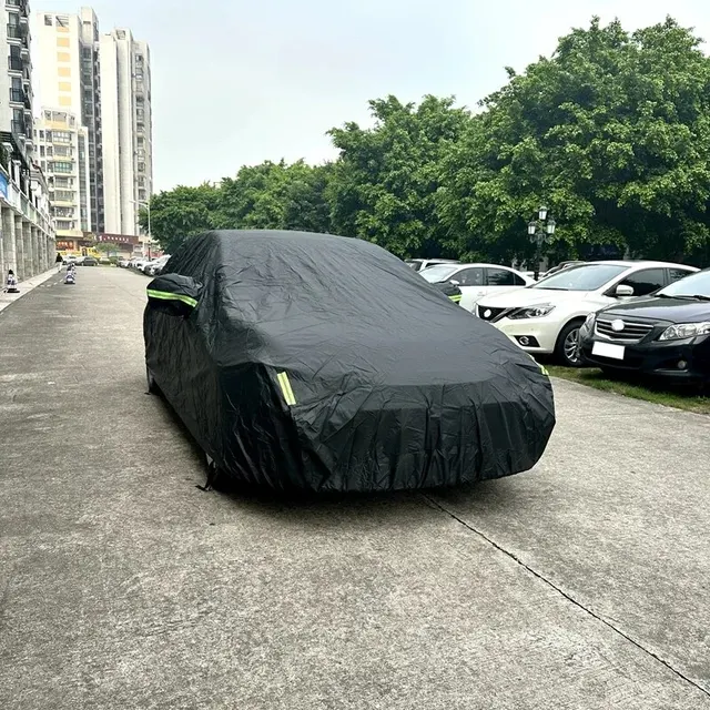 Car Cover Full Exterior Black Auto Cover Sunshade Dustproof Protection With Reflective Strips Universal for Hatchback Sedan SUV - Image 3