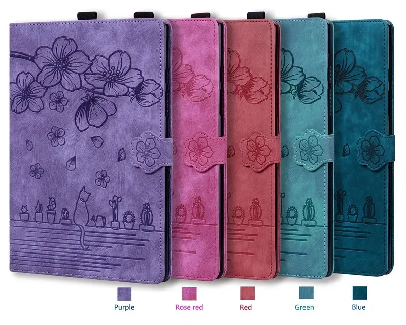 Capa para Tablet para Samsung Galaxy Tab Fofo Gato e Flor Funda Galaxy Tab s7 fe s7 s8 Mais a9 Plus 11 124 - Imagem 6
