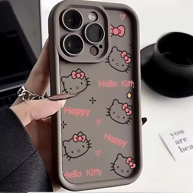 thumbnail image 1 of Sanrio Hello Kitty Plain Multistep TPU Funda de teléfono suave para iPhone 13 Mini 12 Pro 14 Plus 15 Pro Max 11 7 8 Plus X XS Max XR SE20, 1 of 5