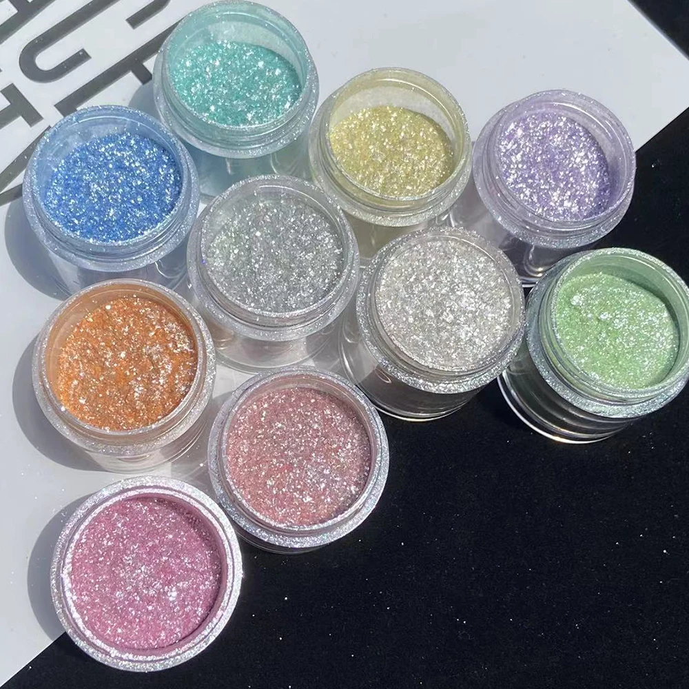 10Colors Nail Glitter Powder Rainbow Crystal Diamond Pigment Dust Holographic DIY Manicure Chrome Nails Art Decoration