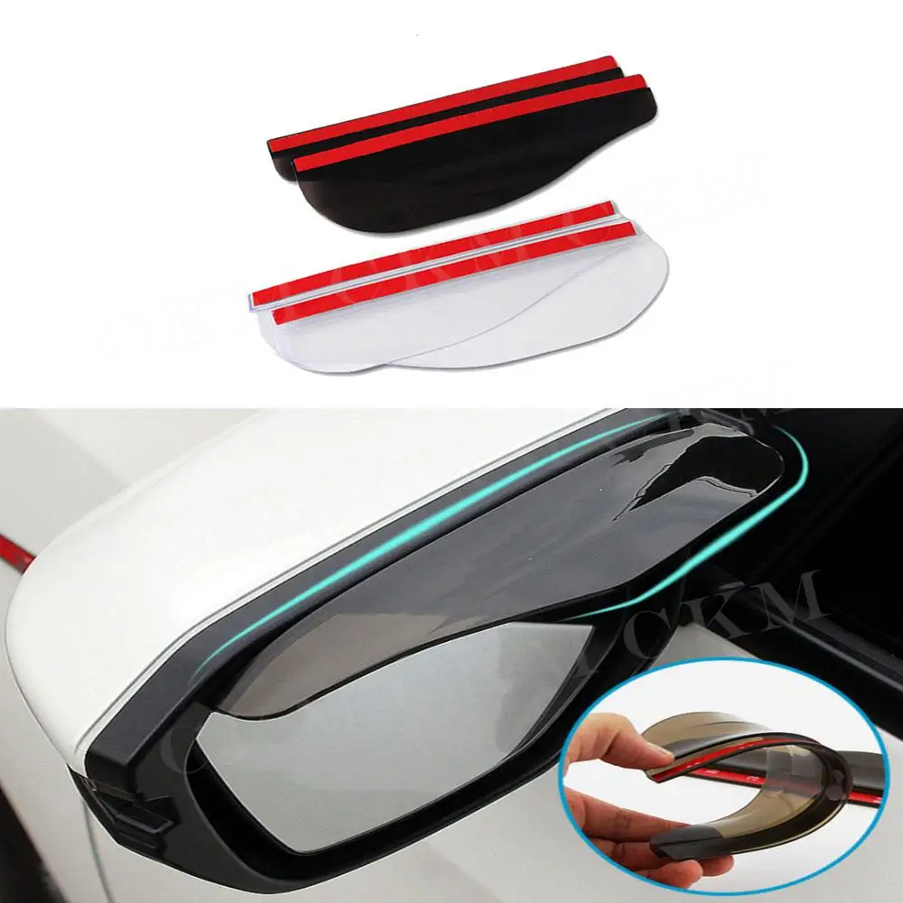 2 pièces voiture rétroviseur pluie eau imperméable à la pluie sourcil  universel Flexible PVC couverture côté bouclier