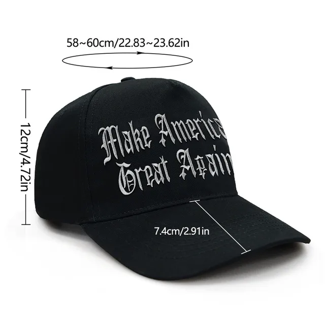 Black Fashionable Adjustable Embroidered Baseball Cap Unisex 5