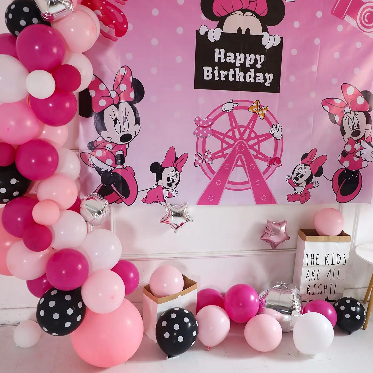 Margaret Mitchell pik Uitbeelding Mini Mouse Birthday Party Decoration Pink - 87pcs Party Supplies Set  Balloons - Aliexpress