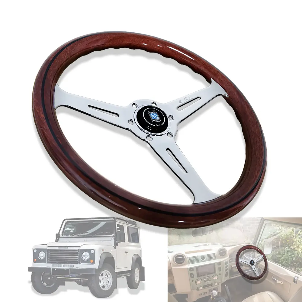 For Land Rover Defender 350mm Classic Imitation Wooden Steering Wheel ...