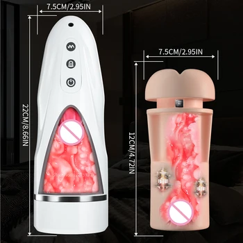 Male Masturbator Cup Realistic Tongue and Mouth Vagina Blowjob Sex Pocket Pussy Blowjob Stroker Vibrating Machines Toy for Men18 3