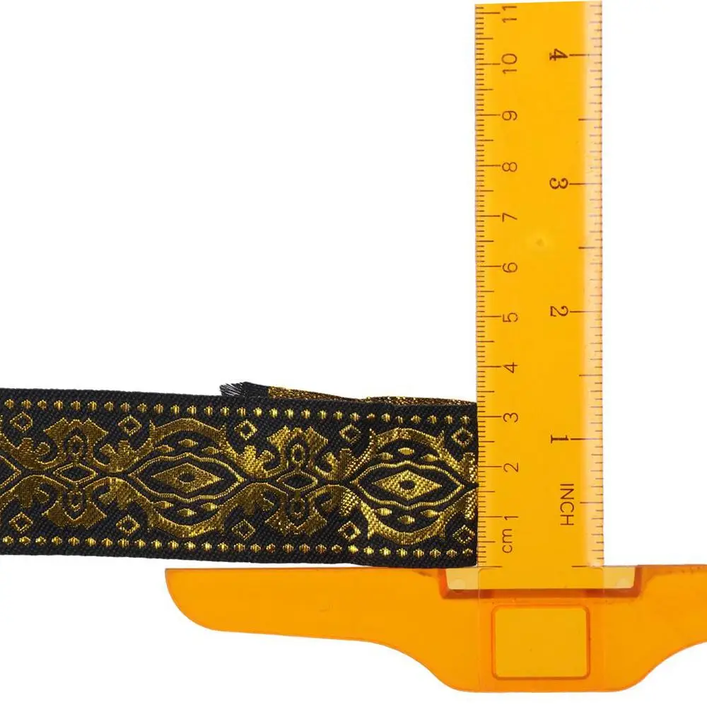 7.6 Yards White Gold Jacquard Ribbon Black Gold 1.3 Inch Wide Fabri Ribbon Woven Ribbon for DIY Clothes Sewing