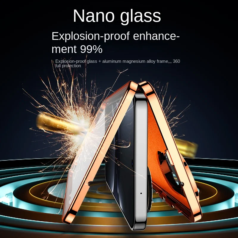 Double Sided Protection Case with Tempered Glass Front & PU Leather Back Cover