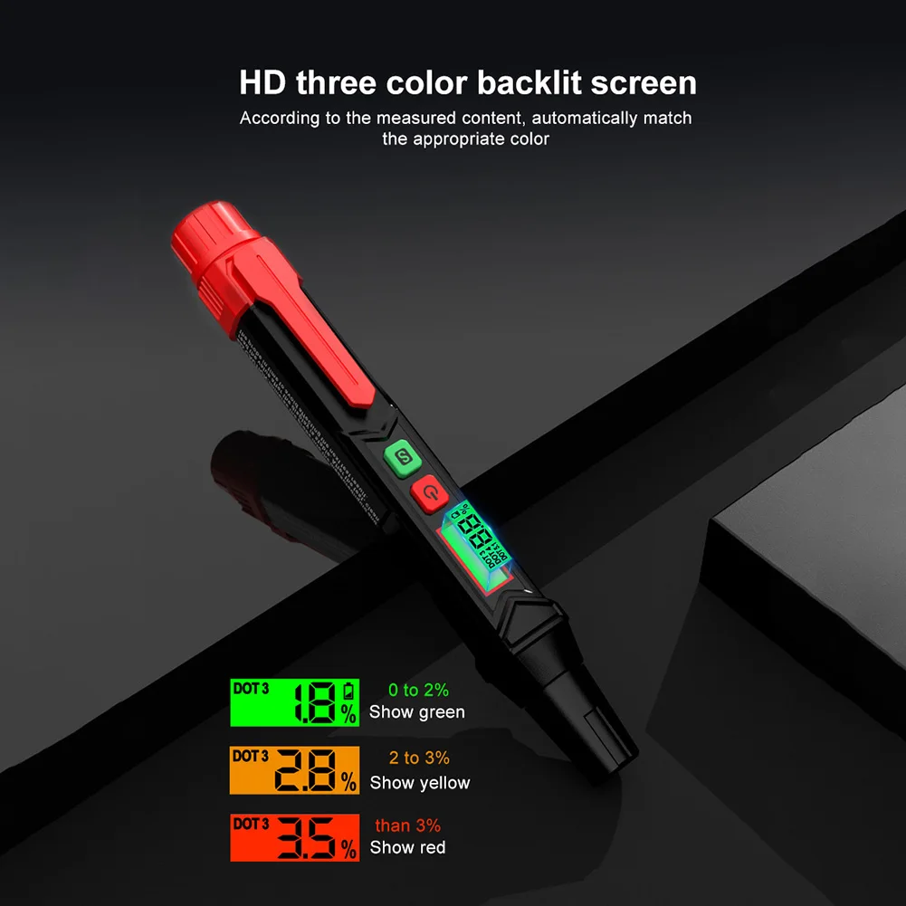 Brake Fluid Tester Sound Light Alarm Digital Car Brake Fluid Oil Tester For DOT3/DOT4/DOT5.1 Accurate Oil Quality Check Pen 2