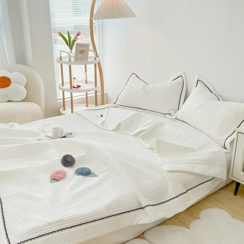 Summer Quilt Summer Quilt Set Bed Comforter French Style Quilted Summer Comforter Set Elegance Princess Bubble Yarn Air Conditioning Quilt Set Skin-friendly Blanket Summer