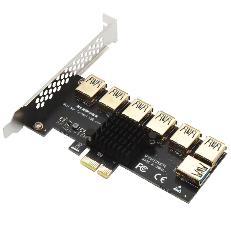 PCIE 1 to 7 Gold USB 3.0 PCI-E Riser Card - 1x to 16x Multiplier Hub Adapter for Bitcoin Mining BTC Devices Description Image.This Product Can Be Found With The Tag Names Computer Cables Connecting, Computer Peripherals, Express riser, PC Hardware Cables Adapters