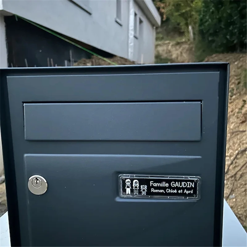 Adhesive Mailbox Sign name badge Personalized Text Standard Size 7*2 cm Engraved Stainless steel Mail box tag Professional Label