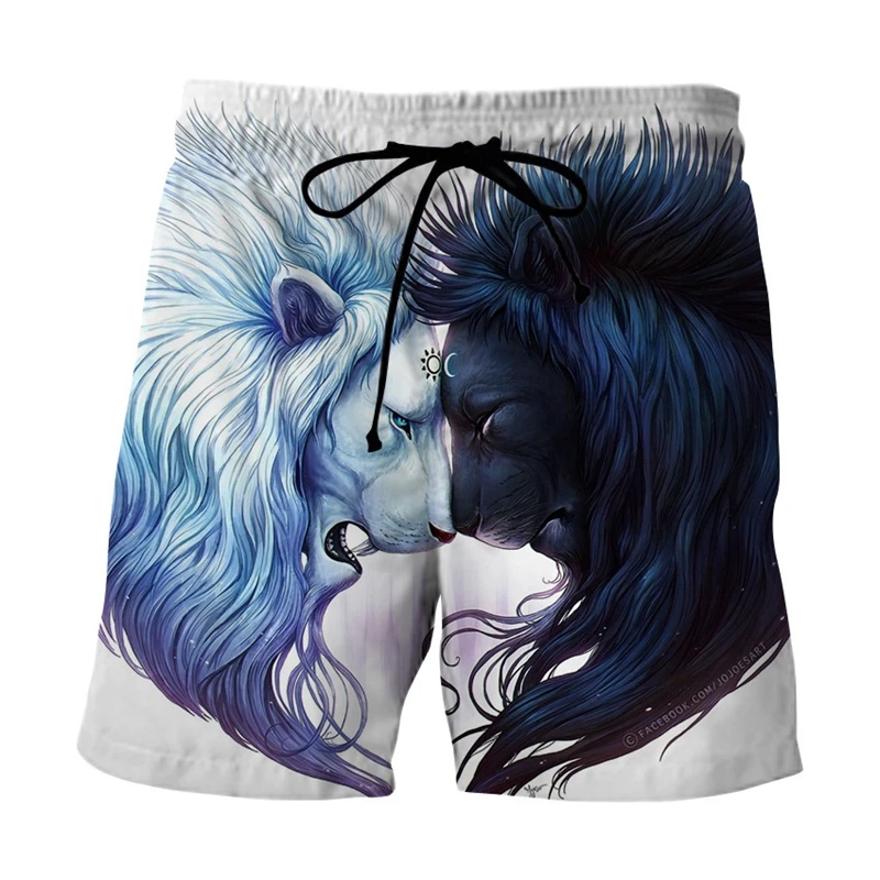 

2023 Summer Trendy Men/Kids Shorts Cool Animal Printed Lion Beach Pants Jogging Shorts Casual Breathable Men Shorts Swim Trunks