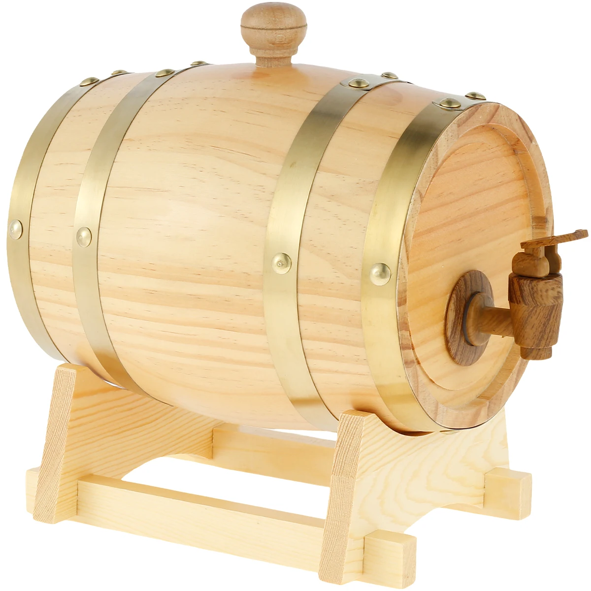 Wooden Wine Barrel 1.5L Pine Wood Beer Barrel Sealing Whiskey Dispenser Premium Brandy Bucket Wine Storage w/ Tap wine barrel