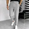 2024 Spring and Fall men's Waffle Leisure sports solid color pants trend fashion high quality drawstring small leg pants 5
