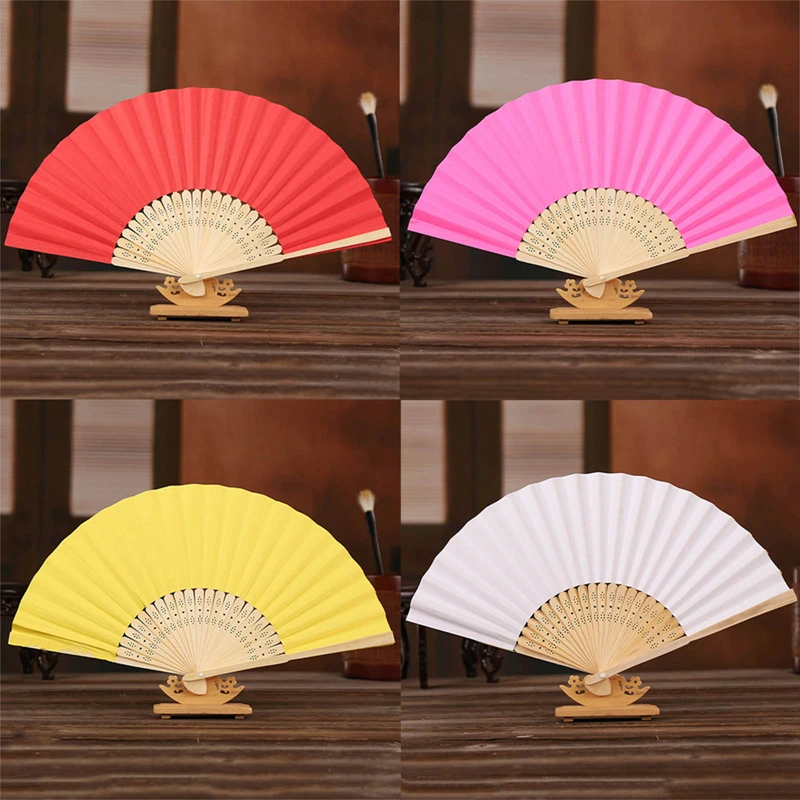 Folding Fan Hand Fan 1Pc Paper Bamboo Folding Hand Fan Wedding Personalized Fsahion Fans Party Decor Art Craft Chinese Dance Fan Home Ornaments Gifts