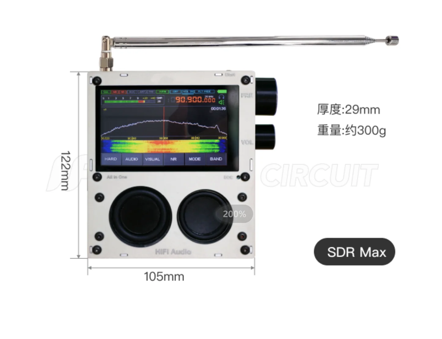 タッチスクリーンLCD/アンテナ/バッテリー金属ケースを備えたGPSカーラジオ受信機,1.10d 50k-2ghz malahiteam dsp  sdr短波ラジオ受信機hf fm am ssb nfm wfm AliExpress