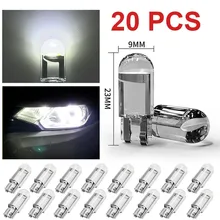 

20pcs T10 LED Lights Bulb COB 6000K White W5W 168 Car Interior Lights Dome Reading Map Light Interior Parts Car Accessories