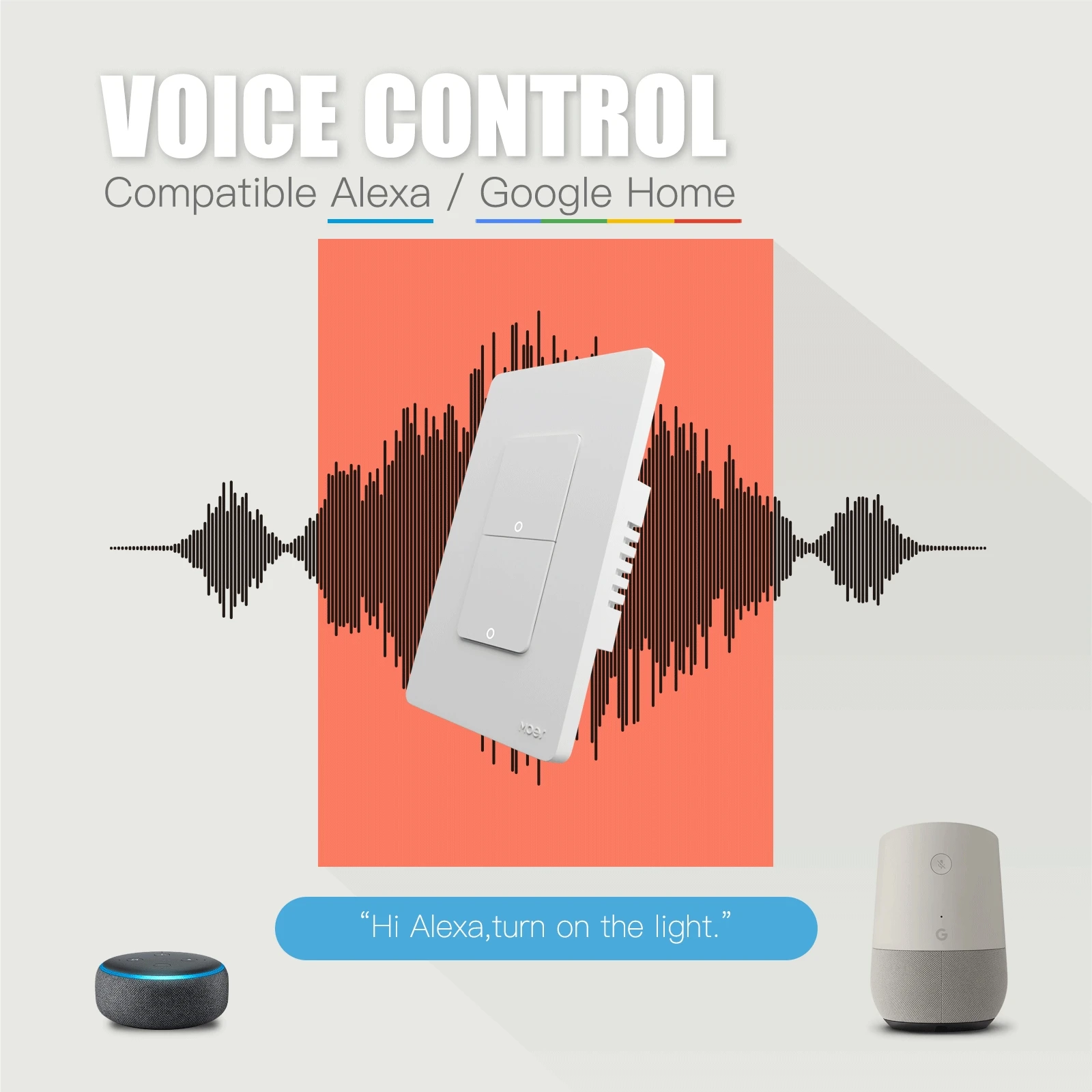 MOES-interruptor de luz inteligente con wifi para el hogar, pulsador de pared de un solo polo, funciona con Alexa, Google Home, cable neutro requerido