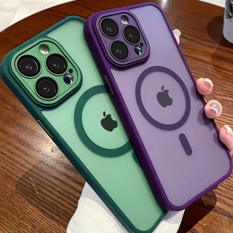 Luxuru Translucent Magnetic Matte Case for Wireless Charging, Shockproof Cover