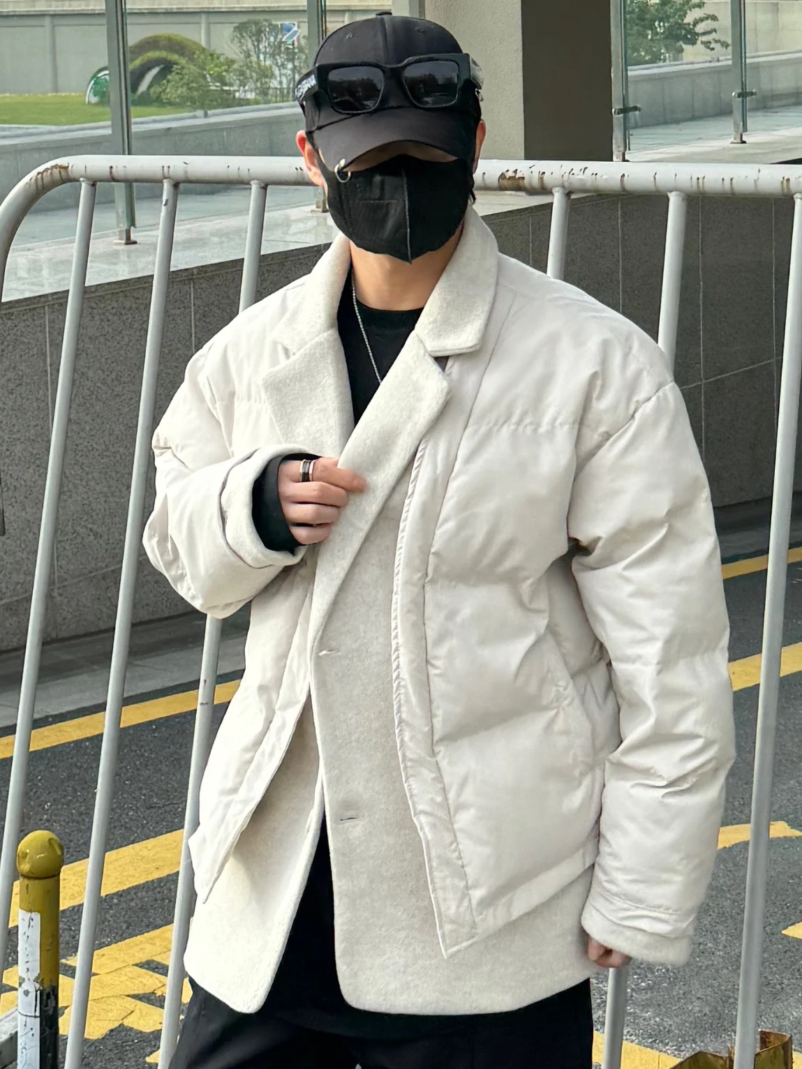 Autumn Winter Coat Personality Stitching Suit Collar Design Cotton-Added Jackets Loose All-Match Fashionable Trendy Coats