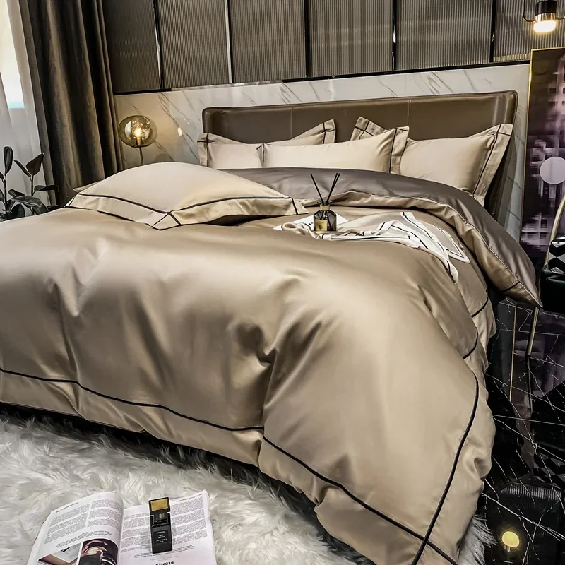 White Egyptian Cotton Bedding Sets Queen King Size Embroidery Duvet Cover Flat/Fitted Sheet Bed Linen Hotel Style Home Textiles 4