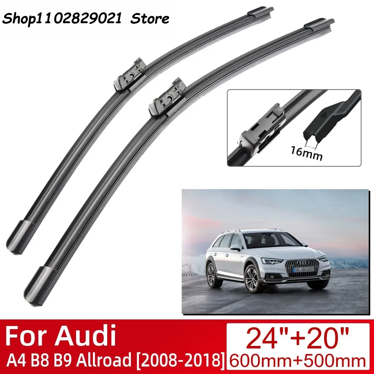 

For Audi A4 B8 B9 Allroad 2008-2018 Car Accessories Front Windscreen Wiper Blade Brushes Wipers 2018 2017 2016 2015 2014 2013