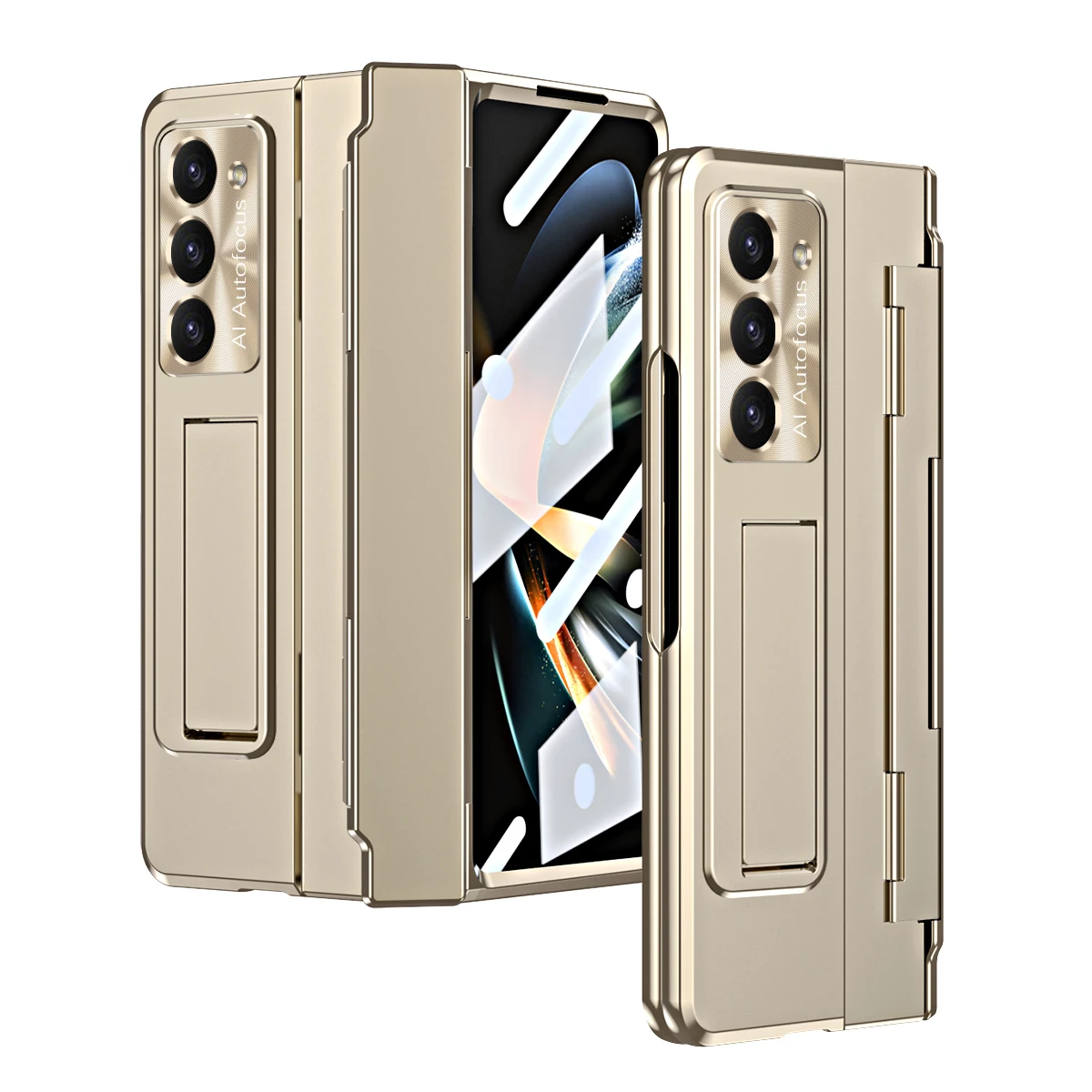Electroplated All-inclusive Hinge Folding Phone Case For Samsung Galaxy Z Fold5 Shell Film Integrated Shockproof Protective Case
