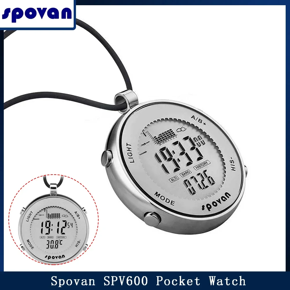 SPOVAN SPV600 Outdoor Digital Pocket Watch 50M Waterproof Hiking Climbing Barometer Altimeter Thermometer Compass Reloj