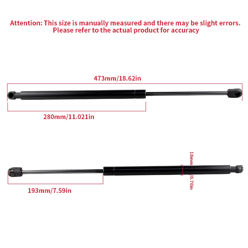 Pair Of YOU.S Gas Struts For VW Caddy III (Tailgate / Rear Hatch) - Replacement Lift Supports 2K0827550