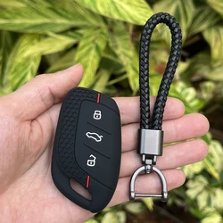 Silicone Rubber Car Remote Key Protector Cover (Black red b)