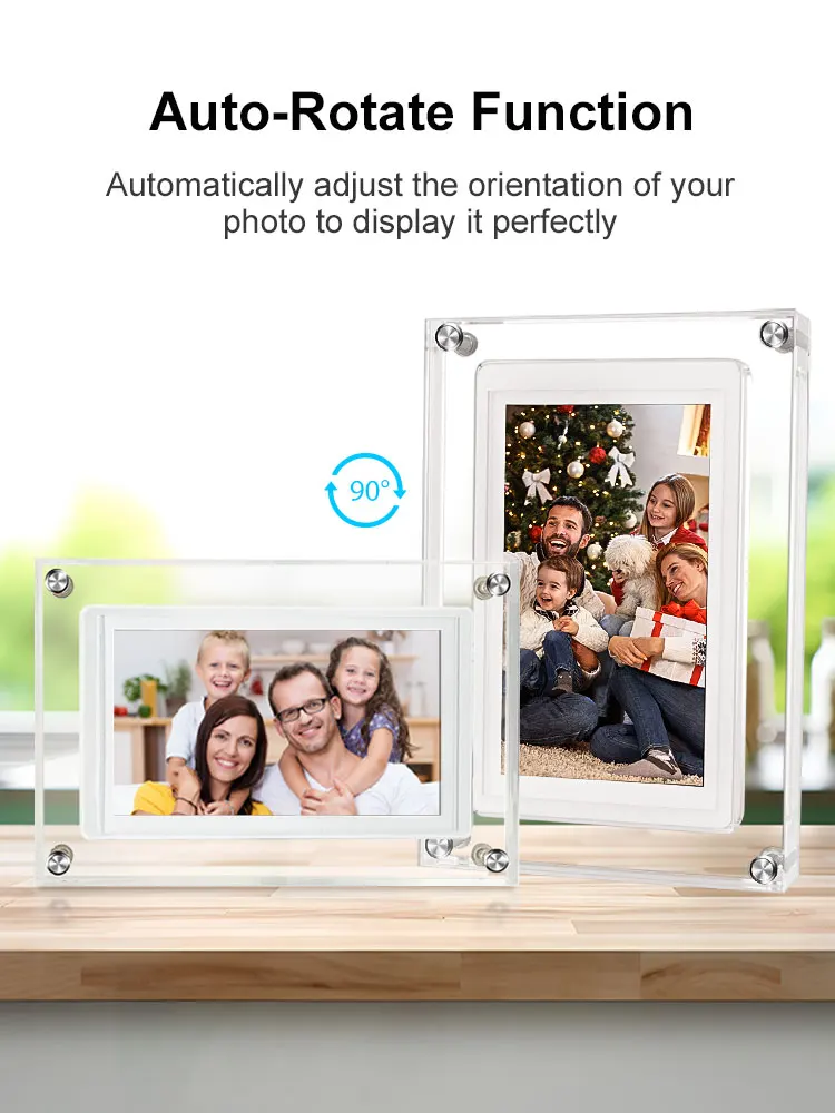 FRAMEO 5 Inch Smart WiFi Digital Photo Frame – Touch Screen, Auto-Rotate, 32GB Memory, Acrylic Design, Perfect Gift