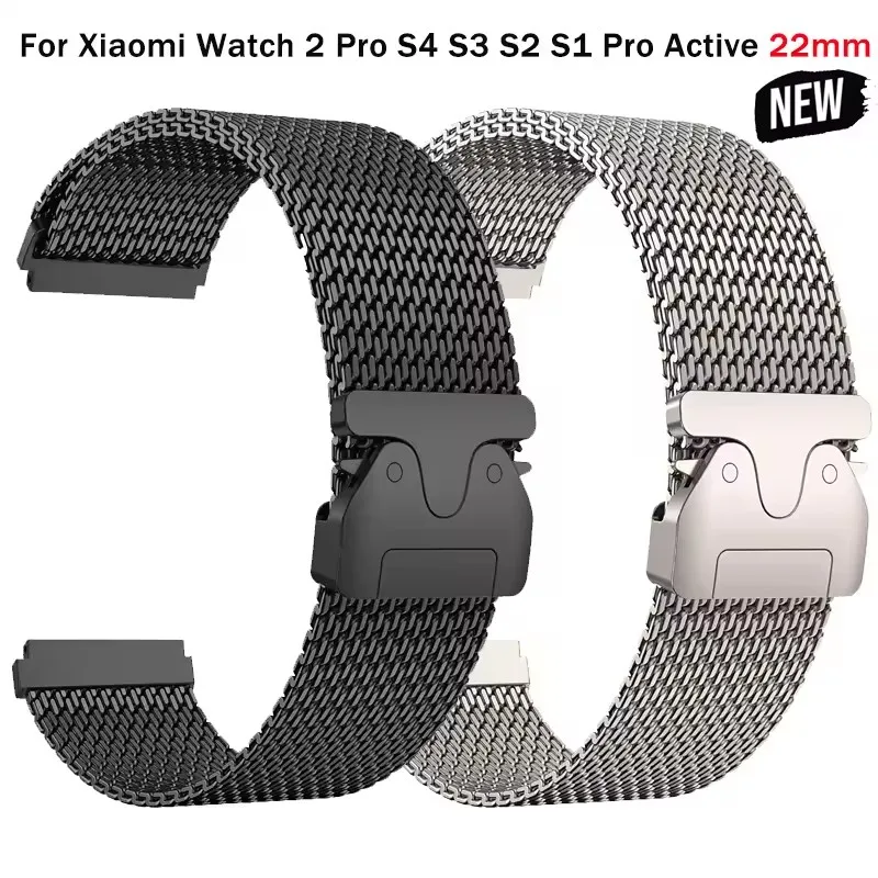 Stainless Steel 22mm Milanese Loop Watch Strap in Silver