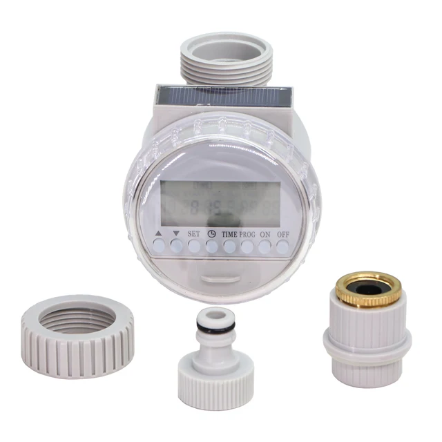 Gray Solar Power Water Timers Irrigation Solenoid Valve Controller Waterproof Power-saving Timed Greenhouse Irrigation System 5
