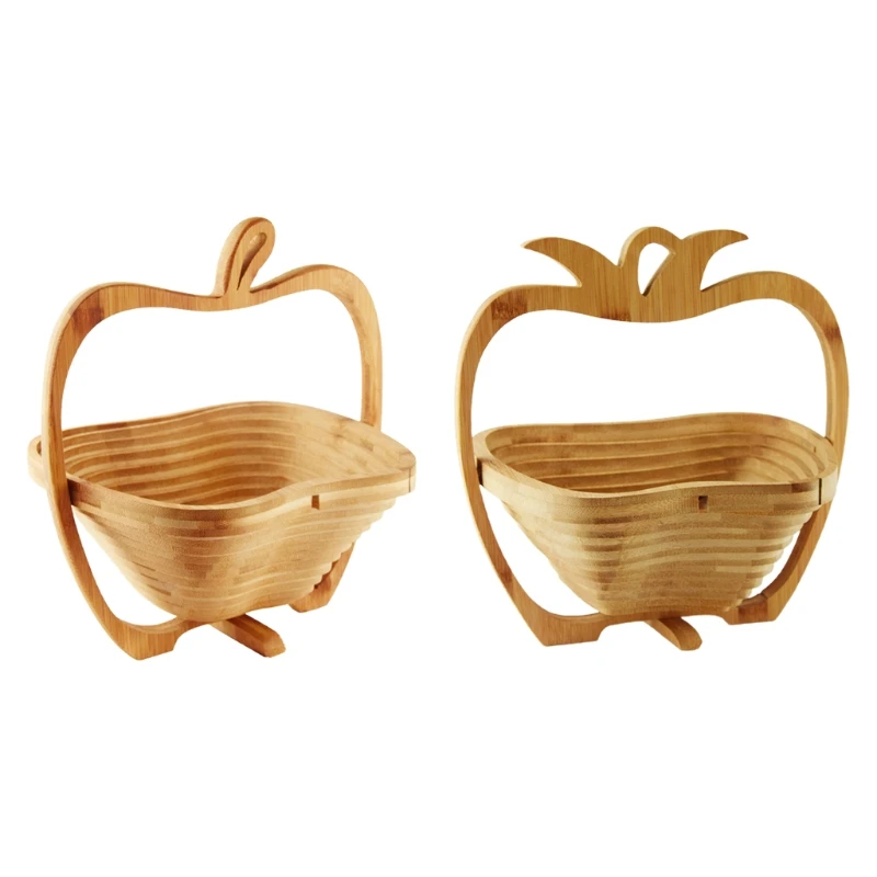 

Bamboo Folding Fruit Basket Chopping Board Collapsible Vegetable Bowl Trivet Foldable Food Storage Container Tray