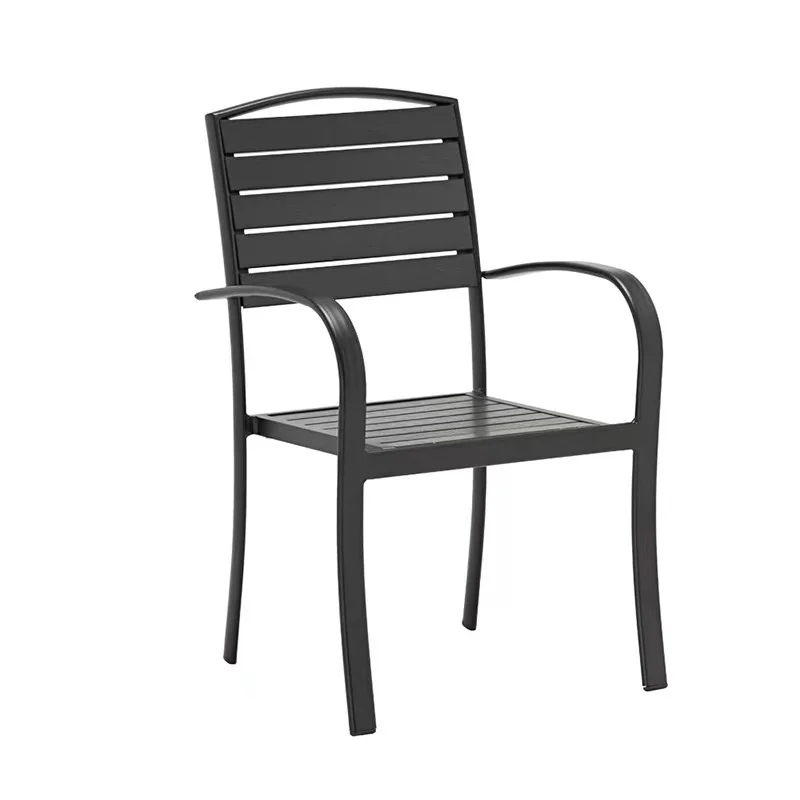 Modern Stackable Wooden Furniture Metal Outdoor Chairs Restaurant Patio Cafe Armchair With Metal Base