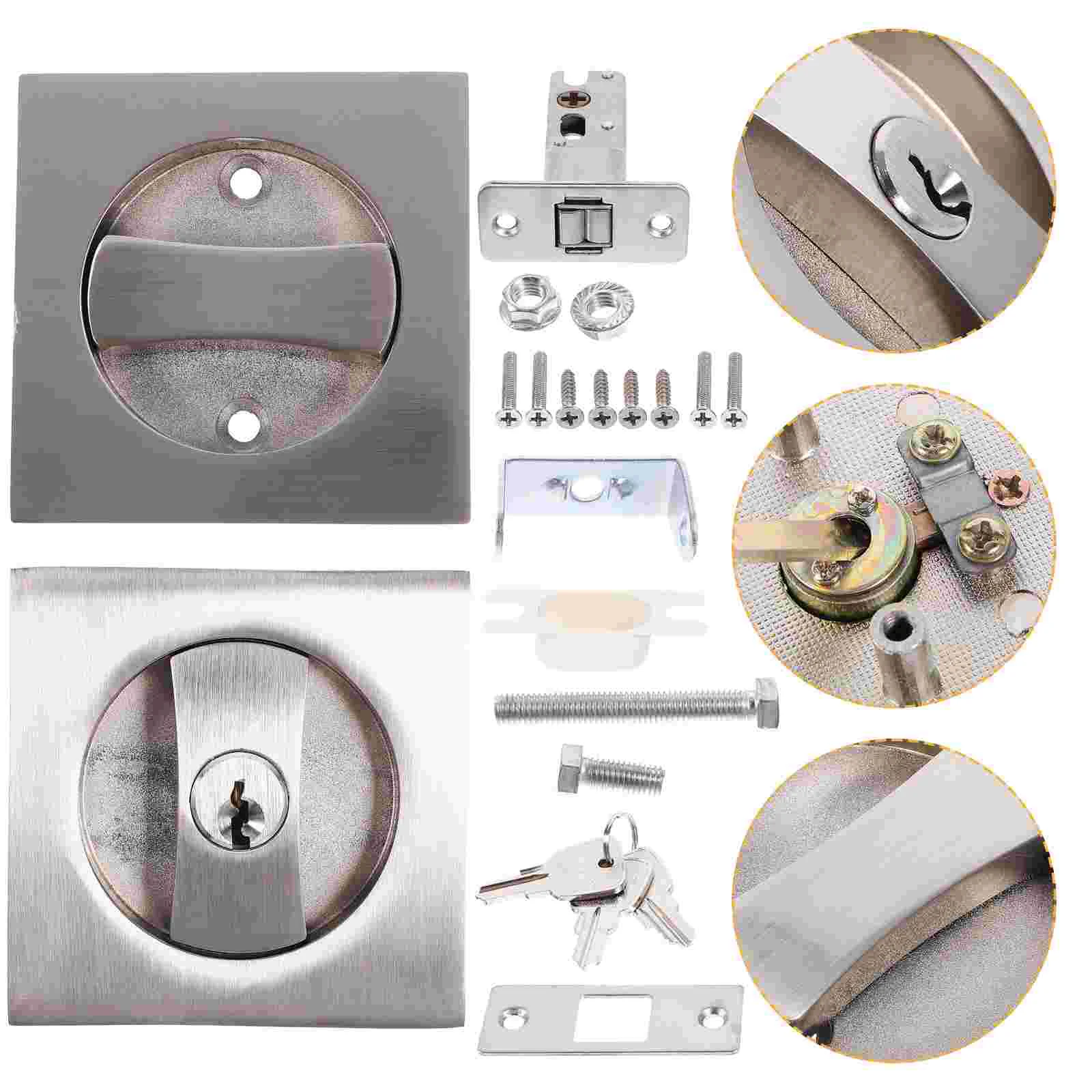 

1 Set Pocket Door Lock and Key Invisible Door Lock Pocket Door Lock Small Lock Hardware for Pocket Door