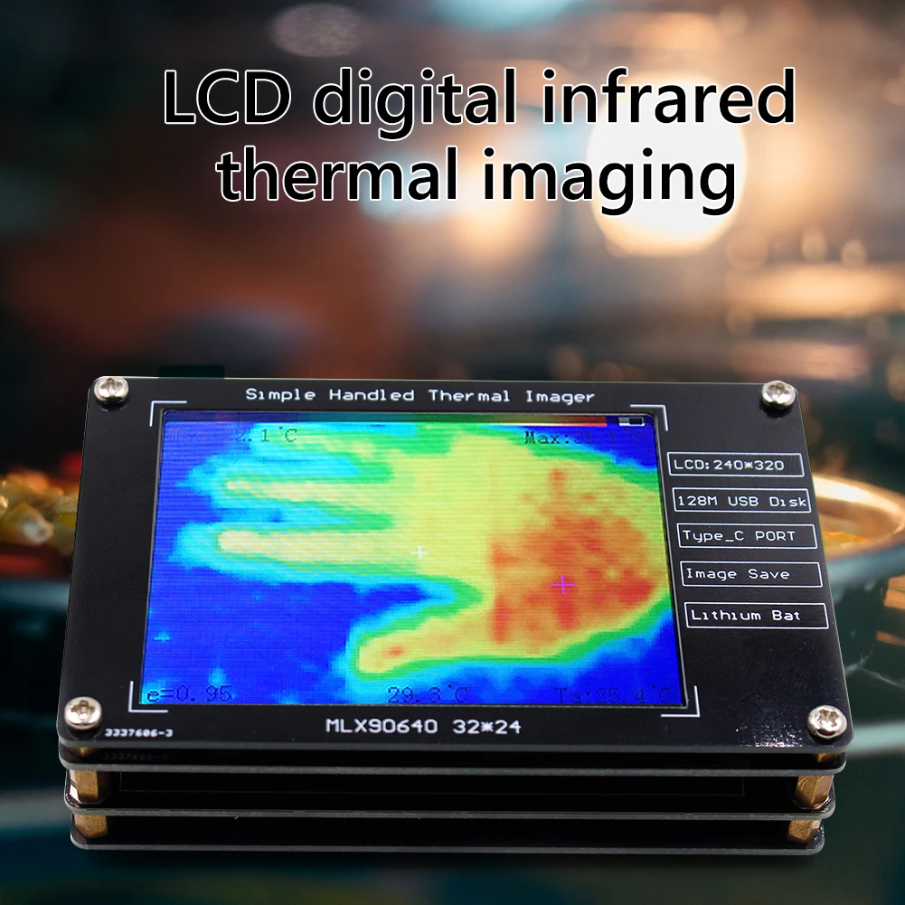 MLX90640 Digital Infrared Thermal Imager 2.8inch LCD Display 240*320 Resolution -40℃ to 300℃ Temperature Measurement Sensor