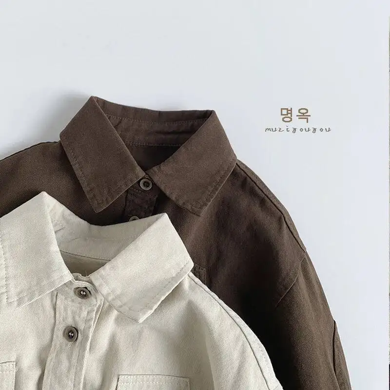 Frühling Herbst Kinder Shirts 1-8Y Jungen Baumwolle Gespleißt Brief Langarm Casual Tops Koreanische Kleinkind Tragen Für Kinder Kleidung Neue – Detail 8