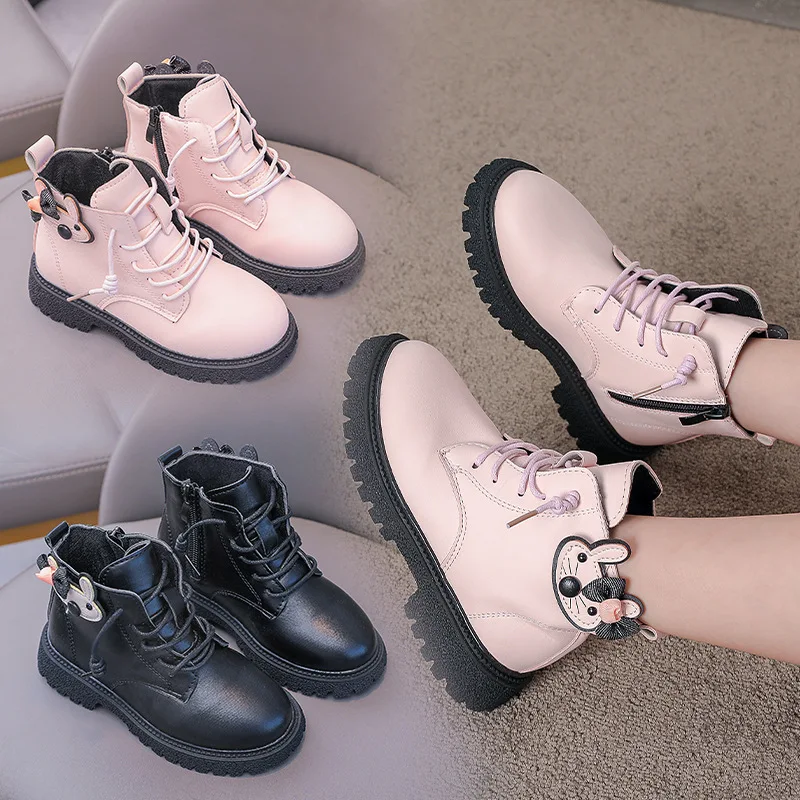 

Zapatos Niña Kid Shoe Winter Big Kid British Princess Boot Fashion Girl Leather Boot Soft Soled Ankle Boot Plush Short Boot 부츠