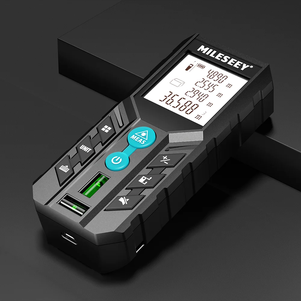Laser Distance Meter Mileseey D2 Laser Distance Meter 40m/120m Rangefinder Rechargeable Angle Optional Ft/M Unit With Leveling Bubble Measure Tools