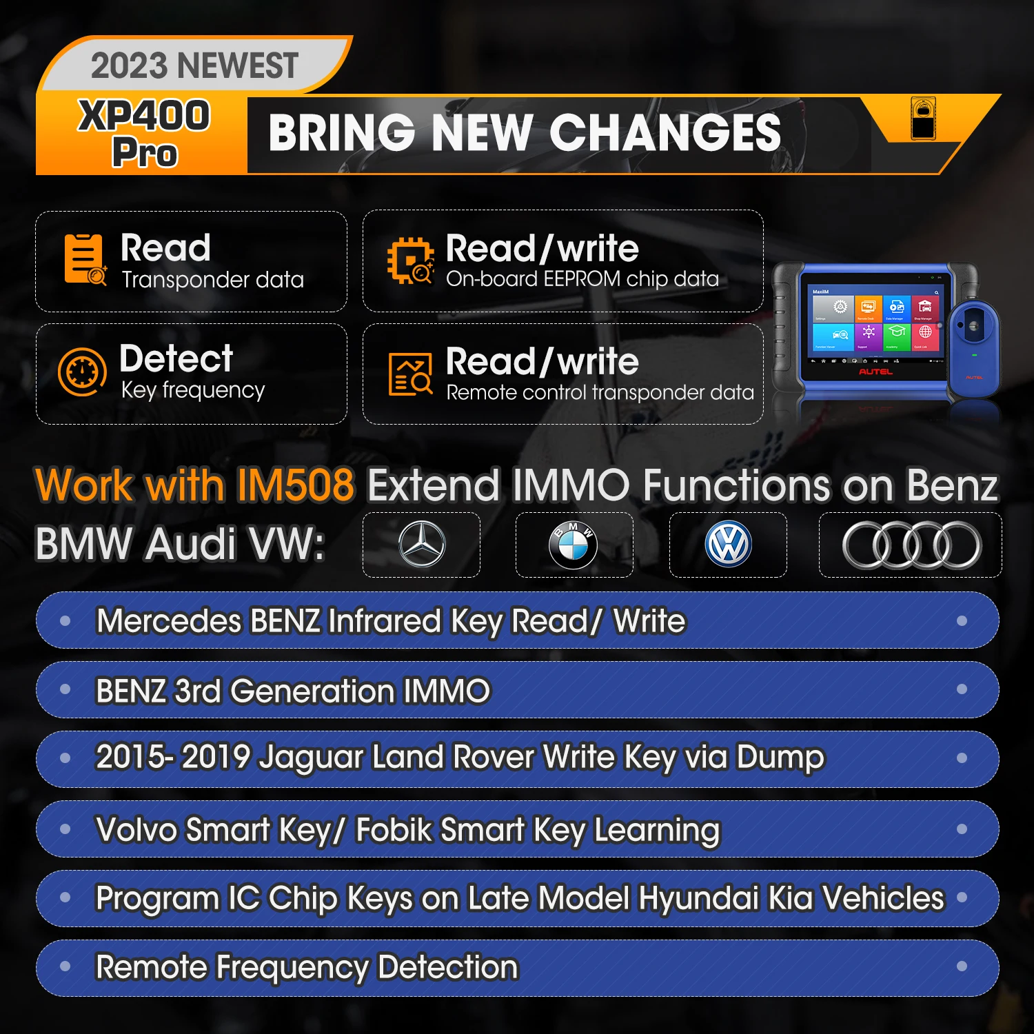 Autel MaxiIM IM508 XP400PRO EEPROM Read/Write IMMO Auto Key Programmer Car Key Programming Scan Tool Diagnostic Tool PK IM608Pro