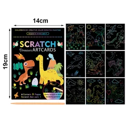 Vibrant Scratch Off Art Set for Kids - Creative DIY Graffiti and Educational Craft Kit (Dinosaur)