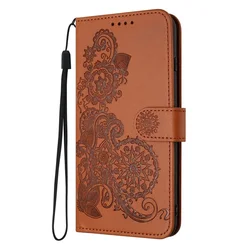 Paisley Leather Flip Stand Wallet Phone Case Cover for Infinix Samrt 9 (Brown)