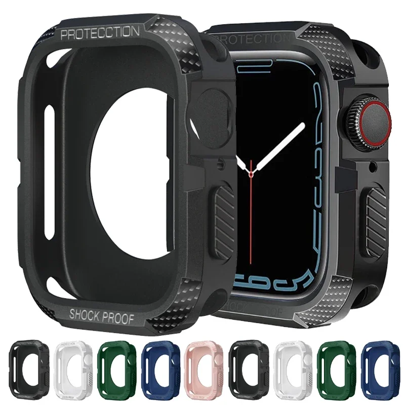 

Carbon Fiber Case for Apple Watch Ultra 8/7/SE/6/5/4/9 TPU Shockproof Protector iWatch 41mm 45mm 38 40 42 44mm 49mm Bumper Cover