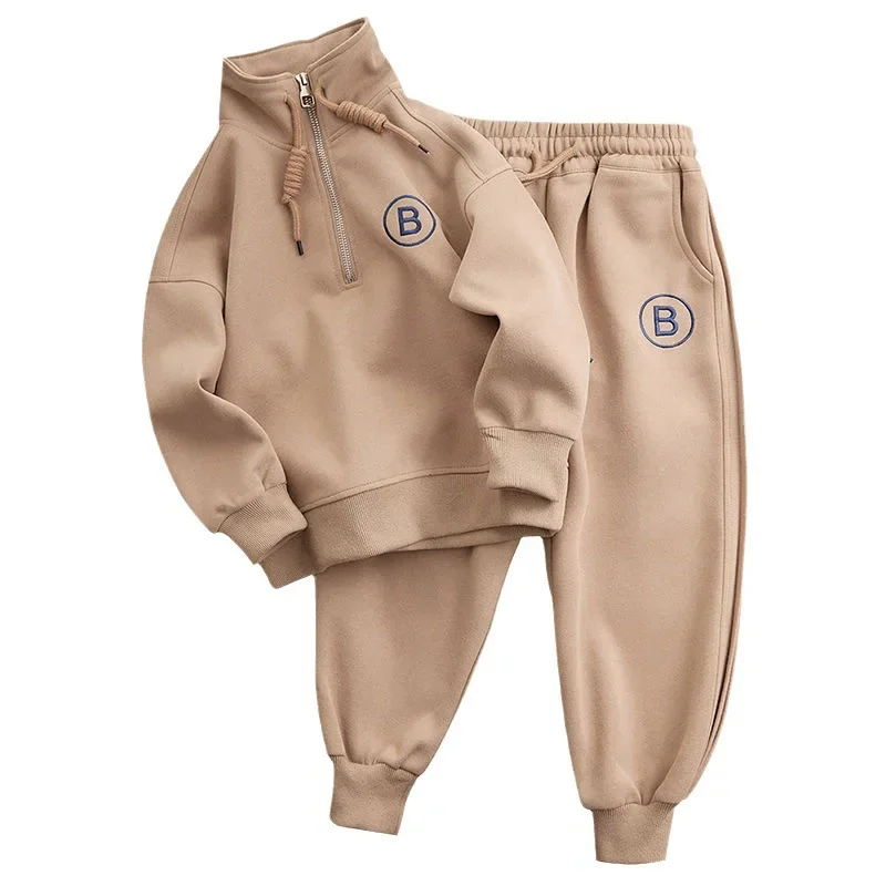 

Autumn Teenage Boy Clothes Set Children's Girl Letter Pullover Top and Pant Suit Kid Two Pieces Turn Down Collar Tracksuits